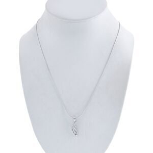 Joyerito Sterling Silver 925 Cubic Zirconia Leaf Pendant Necklace 15.5"-18"